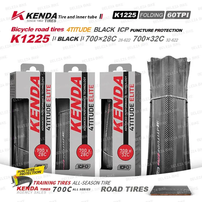 2 pièces KENDA K1225 pneu de vélo de route 700x28C 700x32C
