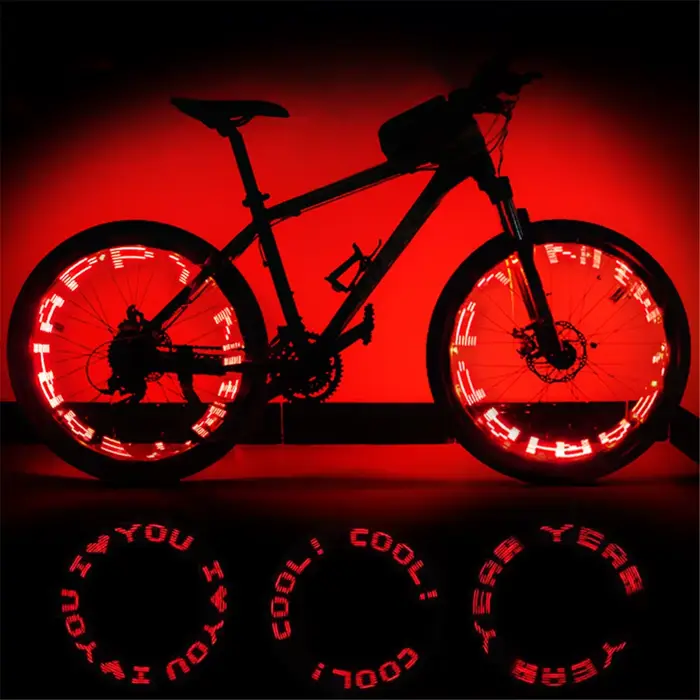 Lettre bouchons de Valve de pneu lumière roue de vélo lampe à rayons 7 couleurs Double face lumière 