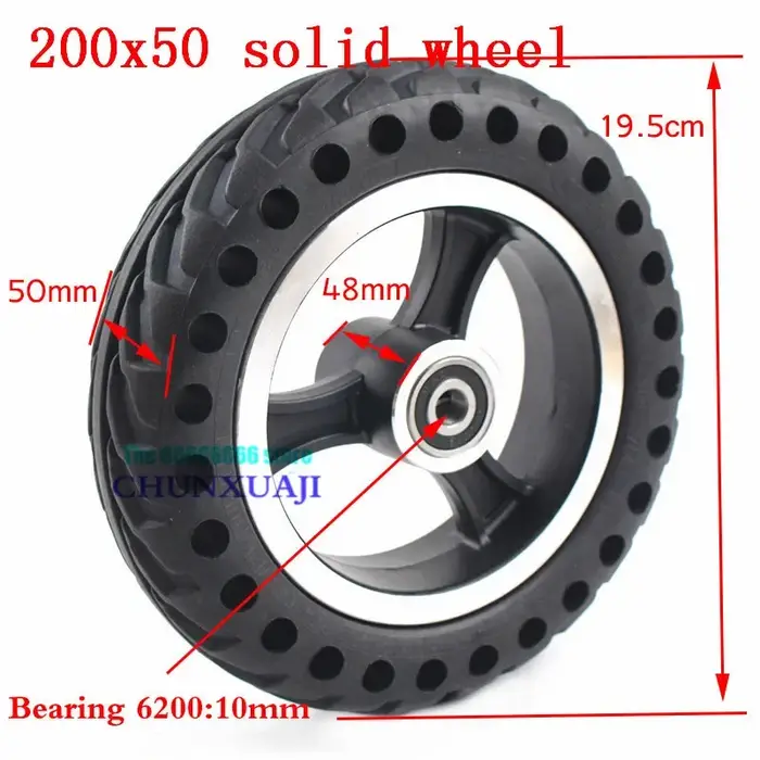 Roue solide 200x50 pour trottinette électrique