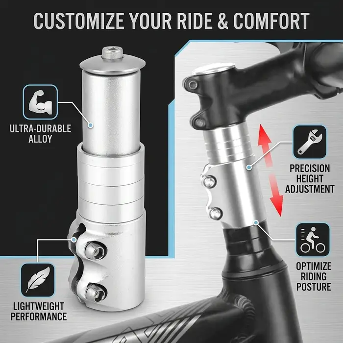 Extension de tige de vélo de montagne en alliage d'aluminium, nouvelle haute qualité, facile à utiliser, support de tige de guidon réglable et Durable pour vélos