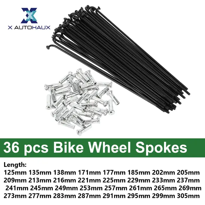 X Autohaux-Rayons de roue de vélo en acier au carbone noir