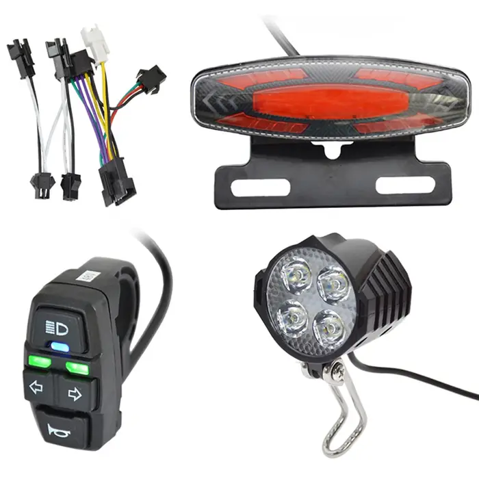 Ensemble de feux de frein avant et arrière pour vélo électrique, câble adaptateur, interrupteur, éco