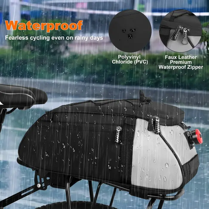Sac de porte-vélo, sac de coffre arrière pour vélo électrique imperméable et réfléchissant de 12 L