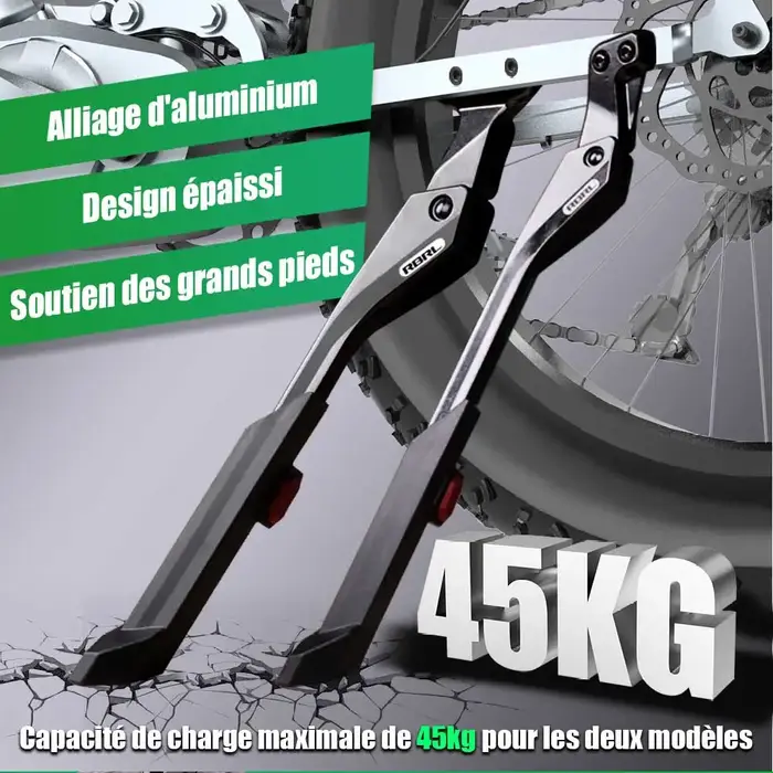 Support latéral réglable en alliage épais pour vélo électrique de 24 à 29 pouces