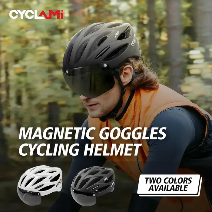Casquette de vélo CYCLAMI ultralégera en polyester respirant avec lunettes de soleil de protection pour cyclisme de route et sport de compétition