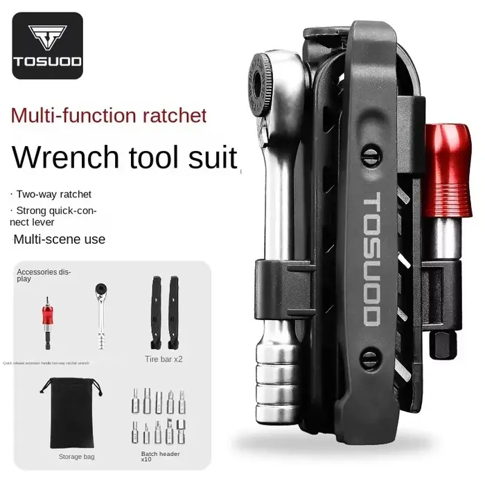 Outil de réparation de vélo multifonctionnel TOSUOD pour VTT et route, clés à cliquet combinées pour