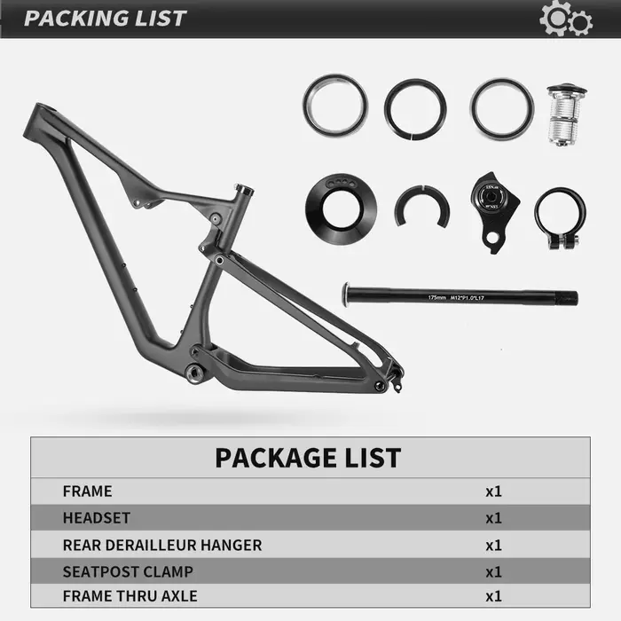 Spcycle-Cadre de VTT en Fibre de Carbone 29er à Suspension Complète