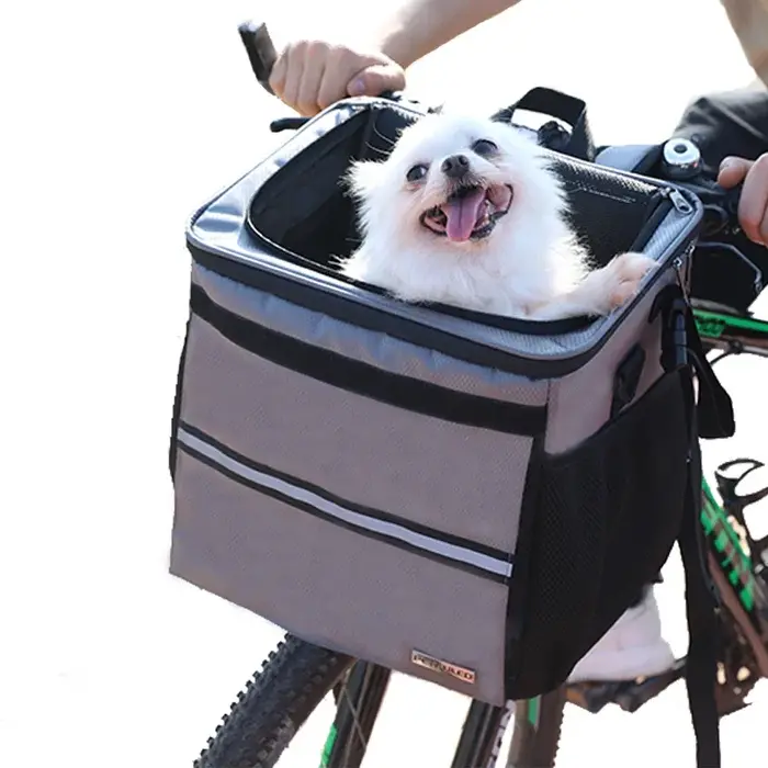 Panier de vélo pour petits et moyens animaux de compagnie avec filet respirant, panier de vélo amovi