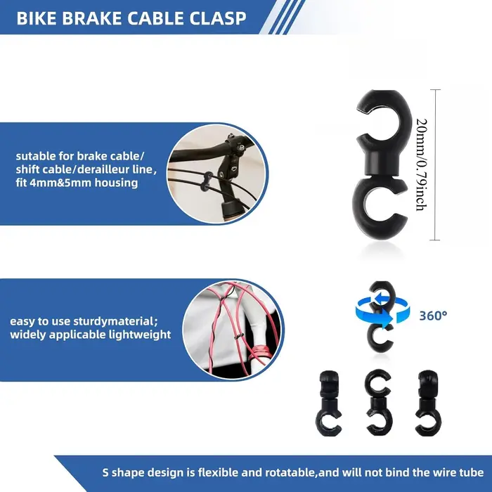 Lot de 50 embouts de câble de vélo avec clips rotatifs pour câbles de frein VTT pour un cyclisme fluide et des performances améliorées