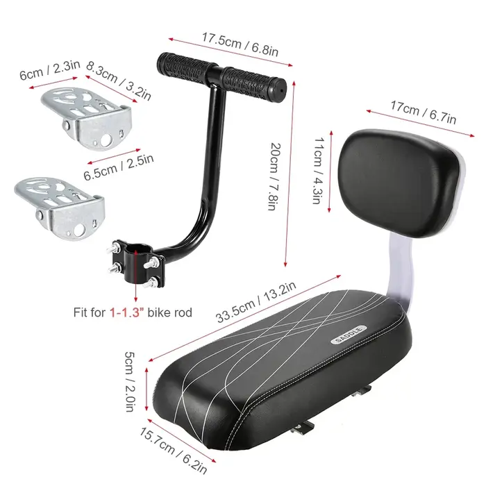 Siège arrière de vélo en cuir PU, housse de siège enfant, coussin d'assistance de vélo T1, dégager arrière, accessoires de subvention, pièces de vélo