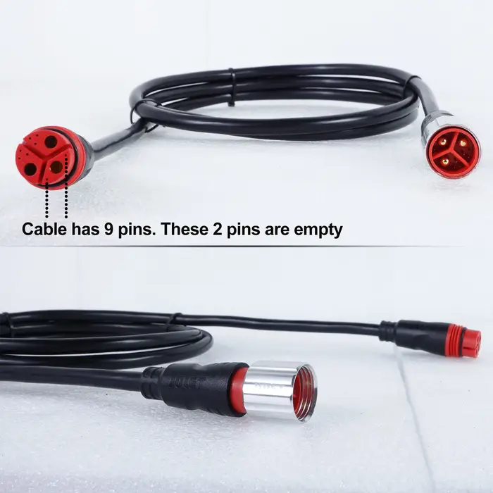 Câble de moteur pour vélo électrique 9 broches 500-2000W 140cm avec connecteur étanche fileté