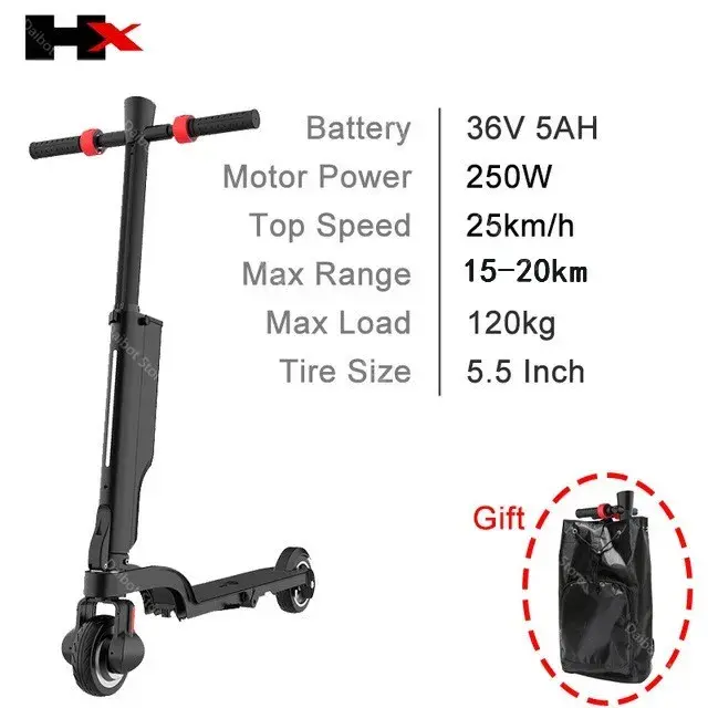 HX X6 5.5 pouces Scooter électrique pliable deux roues Scooter 36V 250W vélo électrique pliable adul