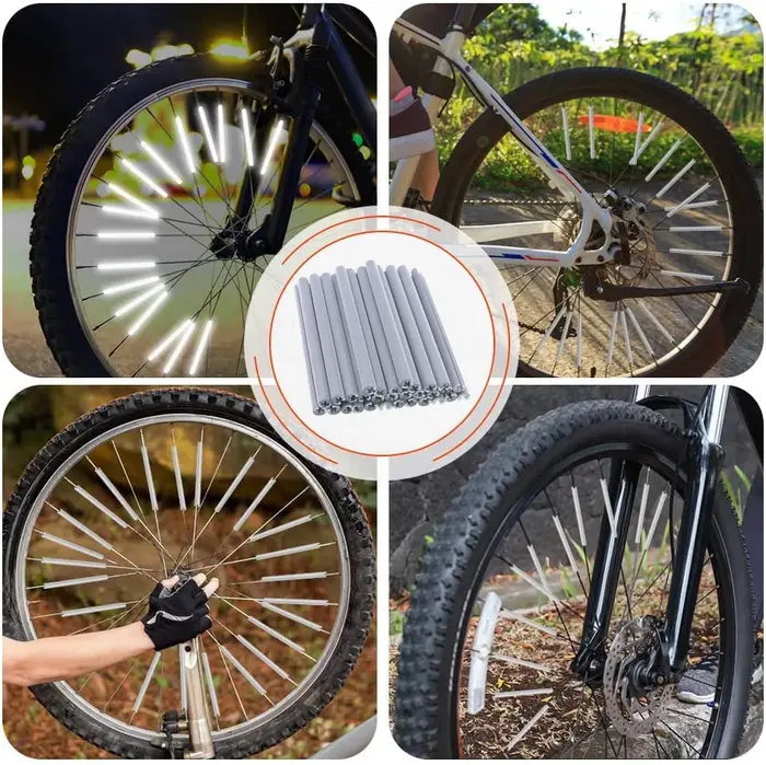 Réflecteurs de rayons de vélo en plastique réfléchissant pour vélos de montagne et de route haute visibilité en Indigo Argent ou Rouge