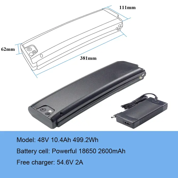 Batterie intégrée pliable pour vélo électrique 48V 14Ah pour vélo électrique JOBOBIKE Eddy E-tek Tek