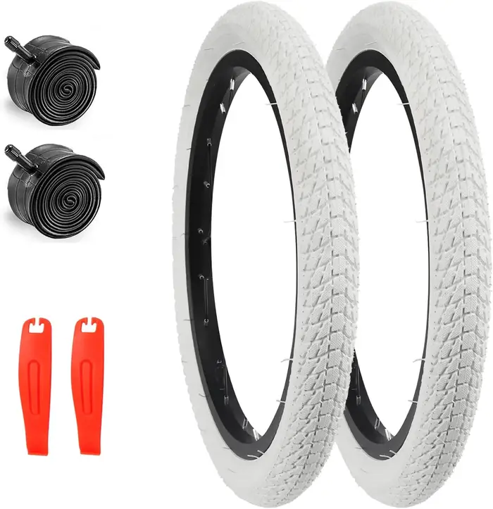 Pneu de vélo pour enfant ZUKKA 20 x 1,75, blanc, antidérapant, résistant à l'usure, durable, remplac