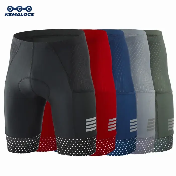 KEMALOCE short de cyclisme hommes blanc noir & gris & rouge Gel Pad été vélo Shorts course sur route