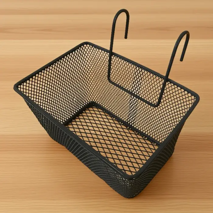 Panier avant de vélo avec crochet en fil métallique robuste
