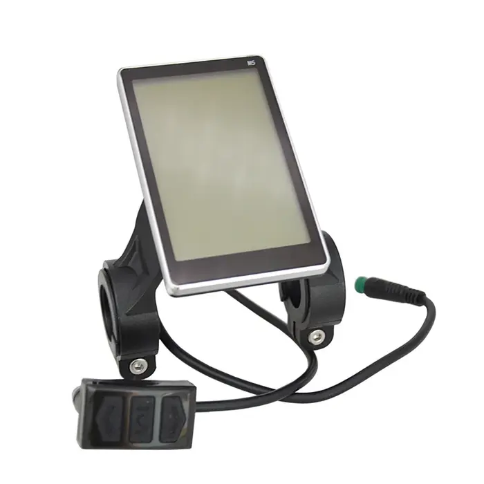 Ecran d'affichage LCD 5 broches pour vélo électrique noir avec compteur de vitesse et panneau de commande intelligent M5 pour gestion batterie et assistance