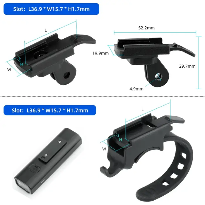 Support de phare de vélo avec Interface Gopro, support de lampe LED pour vtt, pour Rockbros QD-250 Y