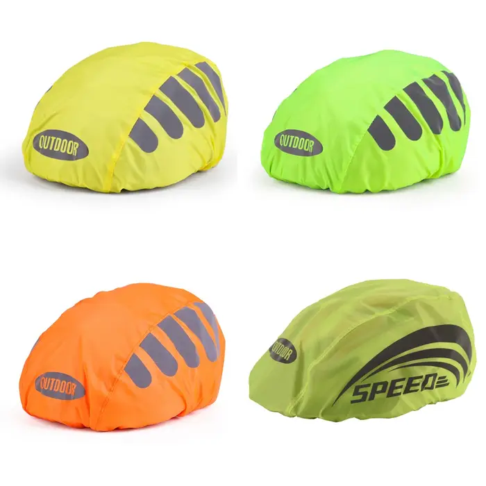 Housse de pluie pour casque de vélo en polyester imperméable et coupe-vent avec bandes réfléchissantes haute visibilité pour sécurité et confort urbain