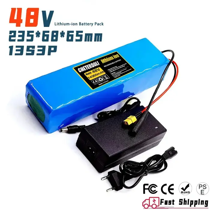 Batterie rechargeable 18650 36V 48V 8Ah 10Ah 12Ah 14Ah avec sac