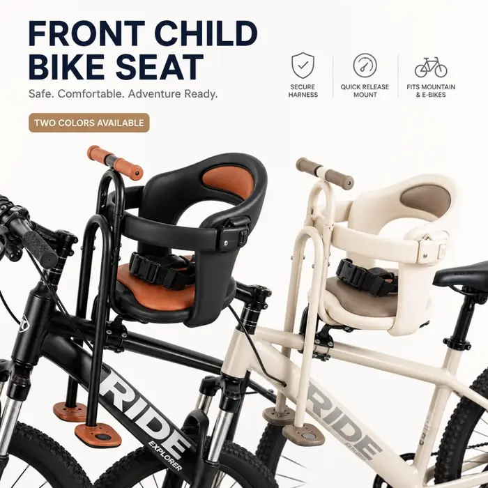 Siège enfant avant rembourré avec accoudoir pour vélo