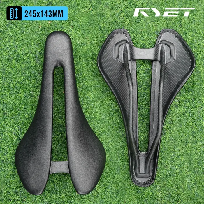 RYET selle de vélo entièrement en carbone ultralégère 81g/87g haut en cuir 7x9mm Rails en carbone 14