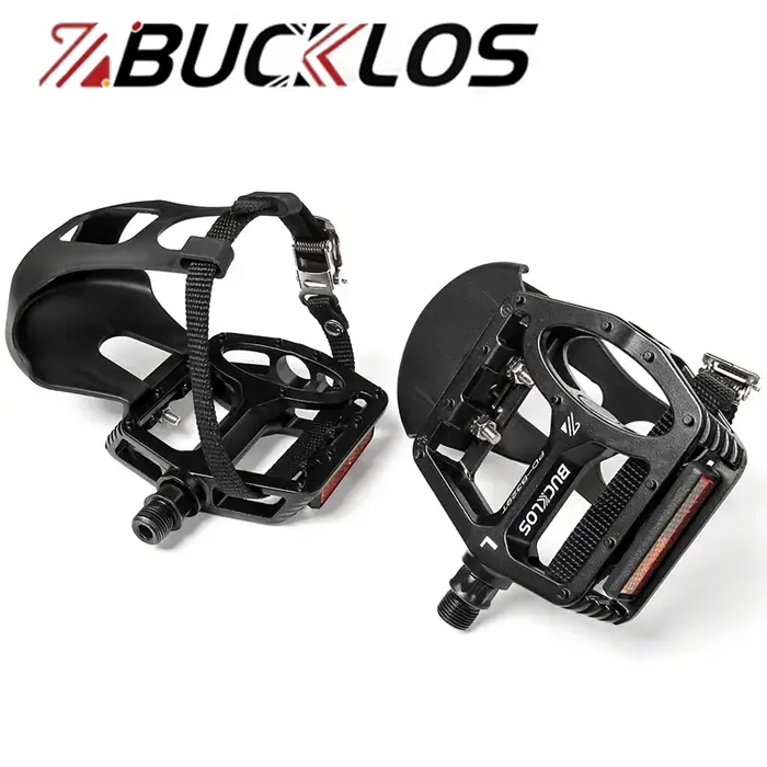BUCKLOS PD-B329T pédales de vélo de Spinning d'intérieur 9/16 pouces pédale de VTT avec pince d'orteil