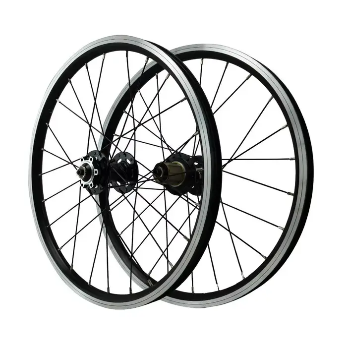 Paire de roues de vélo pliant, frein à disque, frein à jante en V, 24H, valve AV, moyeux à roulement