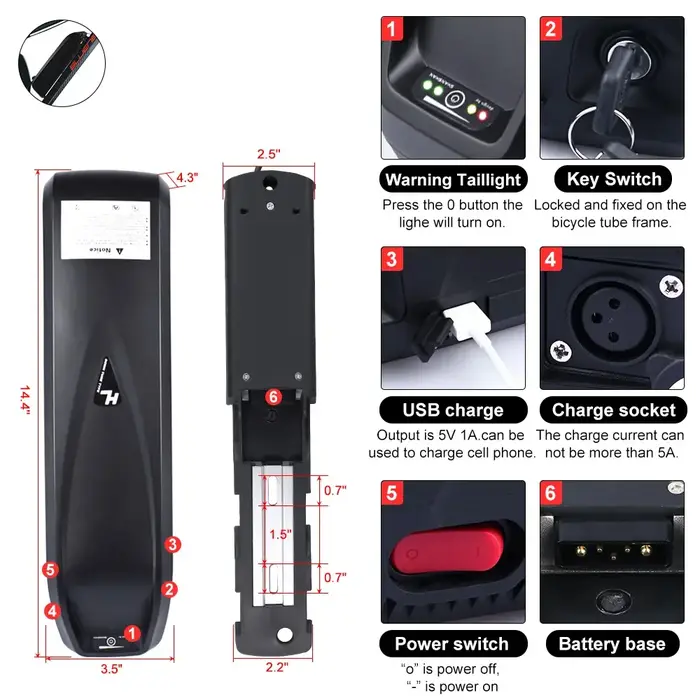 Batterie Vélo Électrique Hailong 24V 30Ah 40Ah 50Ah 60Ah 52V 36V 60V 72V 48V 20Ah Cham-rider Akumulator 2000W