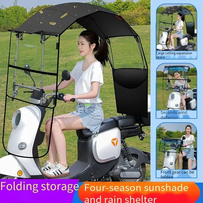 Auvent universel pour scooter électrique, détachable, pliable, protection contre le soleil, la pluie