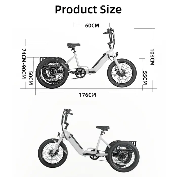 Tricycle de vélo électrique pliable à 3 roues pour adultes hors route avec panier de chargement