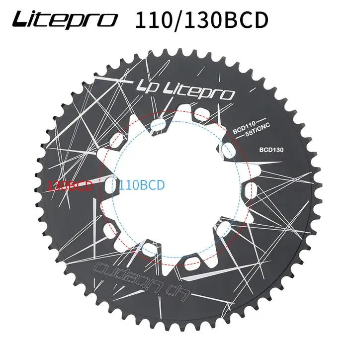 Litepro-Plateau Ovale Double 110/130BCD pour Vélo Pliant Bromsilice
