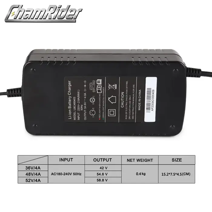 Chargeur de batterie au Lithium li-ion 4A 36V 48V 52V