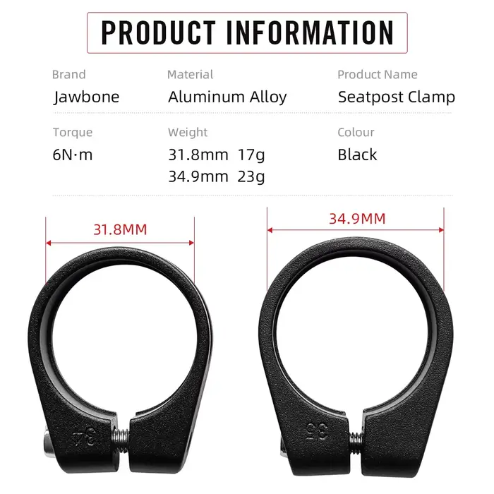JawboneBicycle tige de selle pince CNC alliage léger selle tige de selle pour 25.4 27.2 30.9 31.6mm