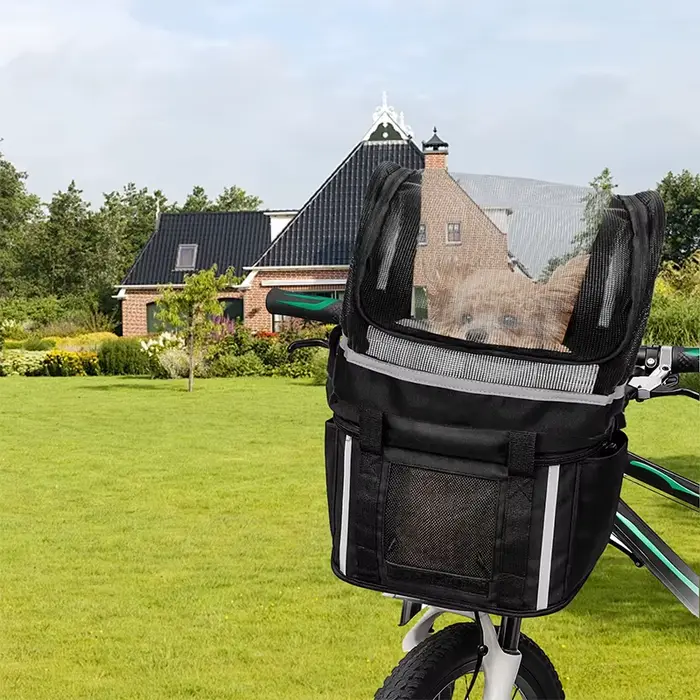 Panier pour chien pour vélo, porte-animaux pour guidon de vélo avec fenêtre, panier pour petit chien pour les loisirs quotidiens, les trajets domicile-travail et les activités de plein air