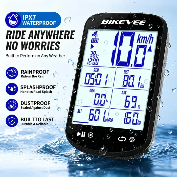 Ordinateur de vélo intelligent multifonctionnel sans fil Bluetooth GPS avec écran LCD grand format de 2