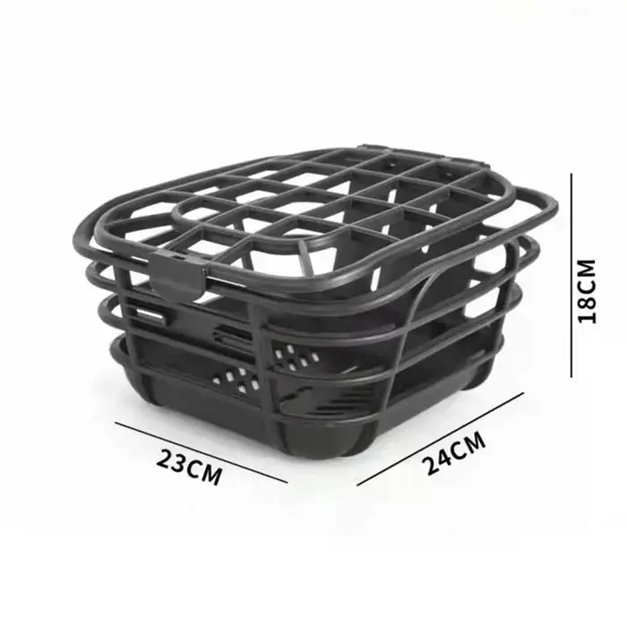 Panier de vélo anti-extrusion noir ; Grande capacité ; Conception avant amovible ; Convient aux vélos électriques