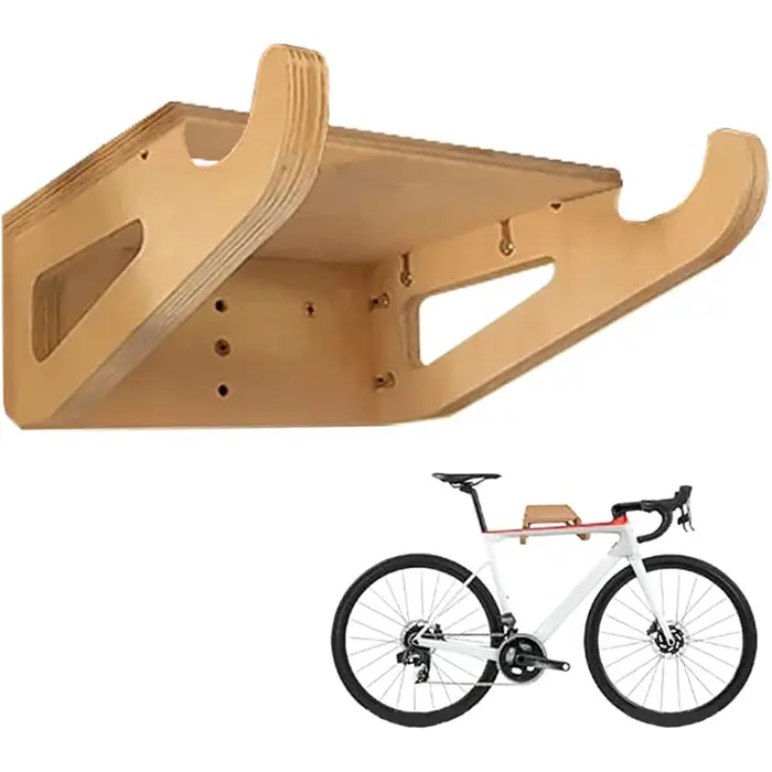 Nouveau support mural pour vélo, support de rangement pour vélo en bois pour intérieur, crochet amovible, étagère, support de présentation, organisateur, économiseur d'espace