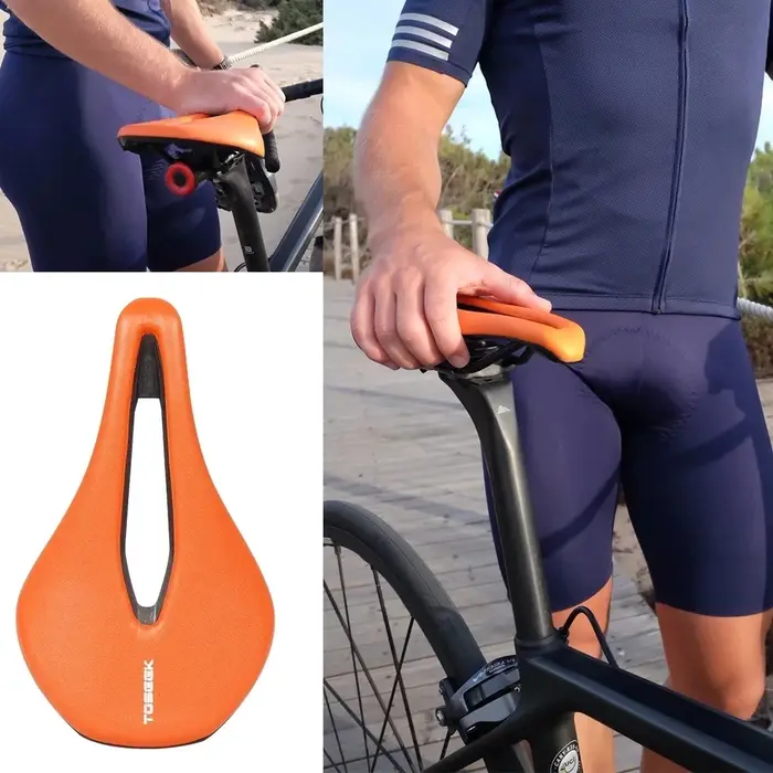 Selle de vélo VTT TOSEEK TS60 confortable avec rembourrage EVA et cuir microfibre pour homme sport urbain et montagne