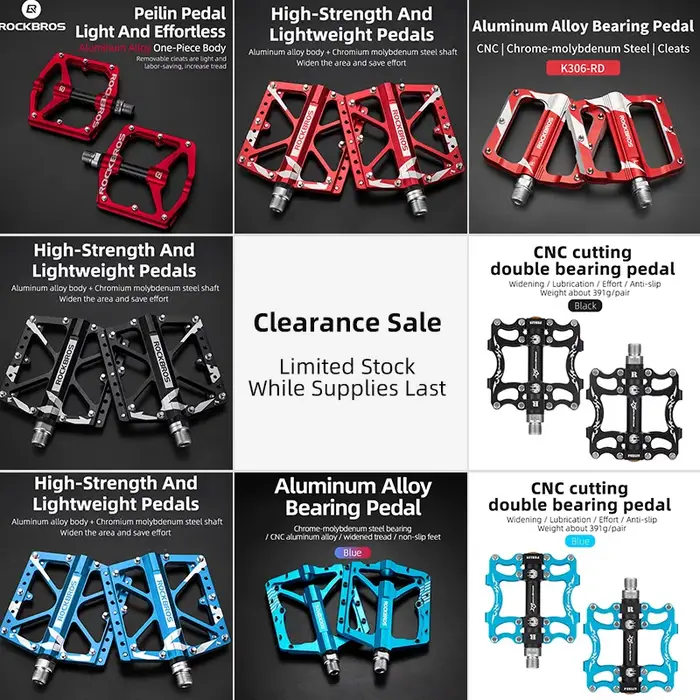 Pédales de vélo de montagne ROCKBROS, pédales de vélo ultralégères en alliage d'aluminium, pédales de vélo MTB, pédales de vélo plates BMX