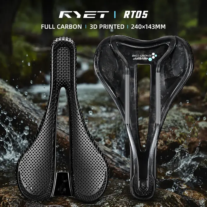 Selle de vélo en carbone imprimée en 3D RYET 135g
