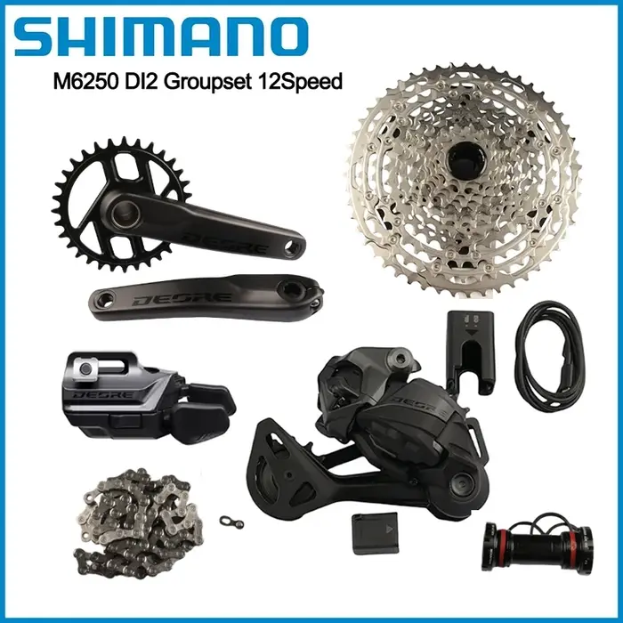 Groupe Shimano DEORE DI2 M6250 12 vitesses en alliage pour VTT système de dérailleur électronique haute performance avec pédalier et cassette pour mountain bike