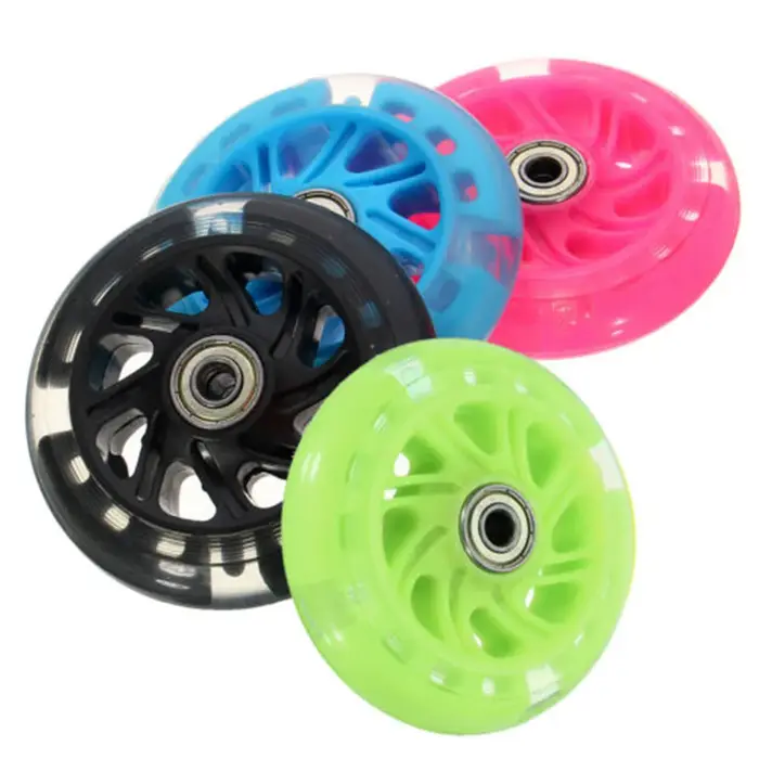 1pc LED Flash roue clignotante lumières arrière ABEC pour Scooter Mini 12x2 cm PU enfants remplacer roues éclairage partie de vélo extérieure