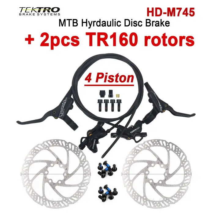 Frein à disque hydraulique VTT TEKTRO 4 pistons HD-M745 avec câble interne, frein à disque pour vélo