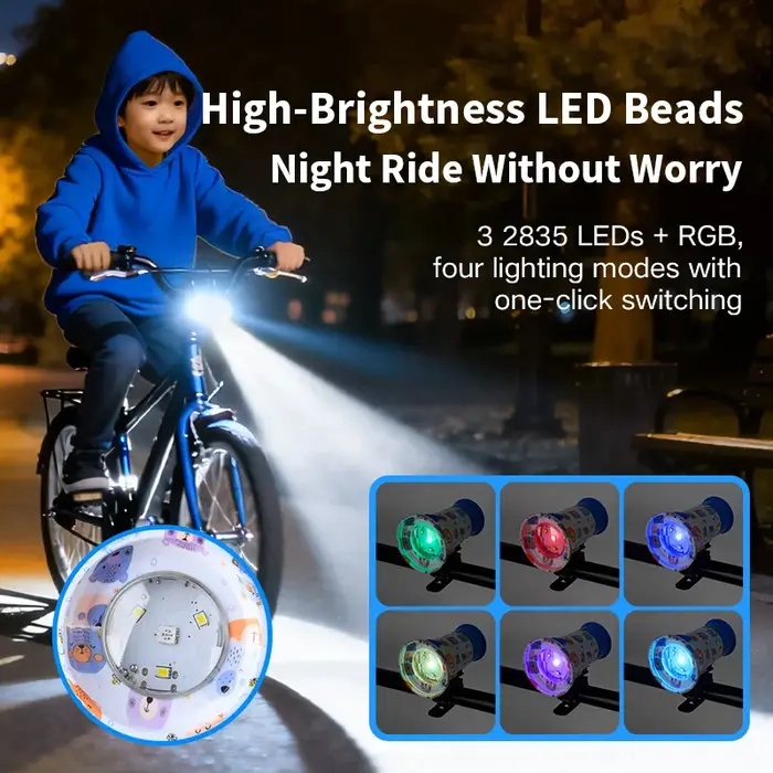 Lumière avant de trottinette pour enfant avec klaxon