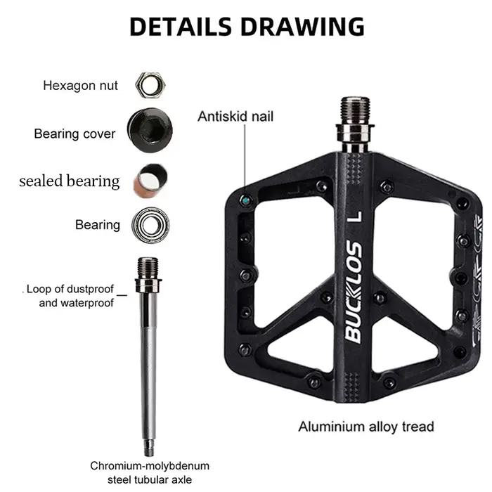 BUCKLOS pédales DU roulement vélo pédale plate-forme ultraléger en Nylon route VTT