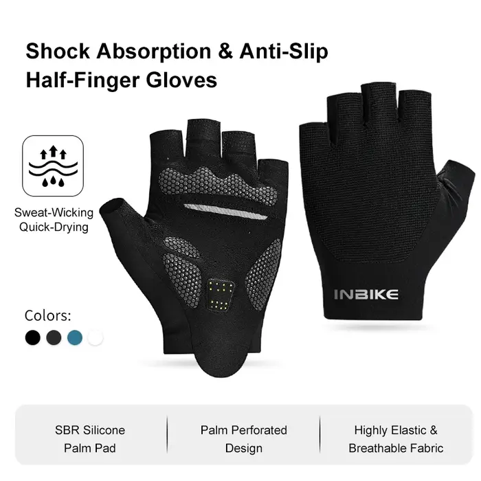 INBIKE demi doigt gants de cyclisme 2025 été unisexe respirant amorti résistant à l'abrasion vtt route VTT accessoires