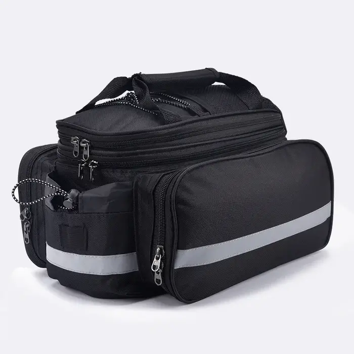 Sac de sacoche de vélo de grande capacité, sac d'étagère arrière de vélo de montagne, sac de rangement étanche pour bagages, sac de selle avec bande réfléchissante