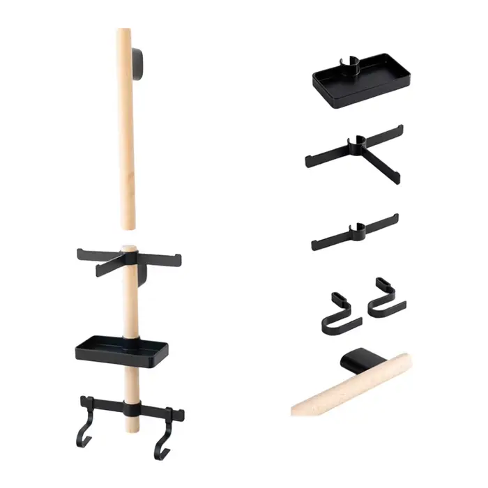 Solution de rangement de vélo mural gain de place avec barre en bois de hêtre lisse et placement d'a